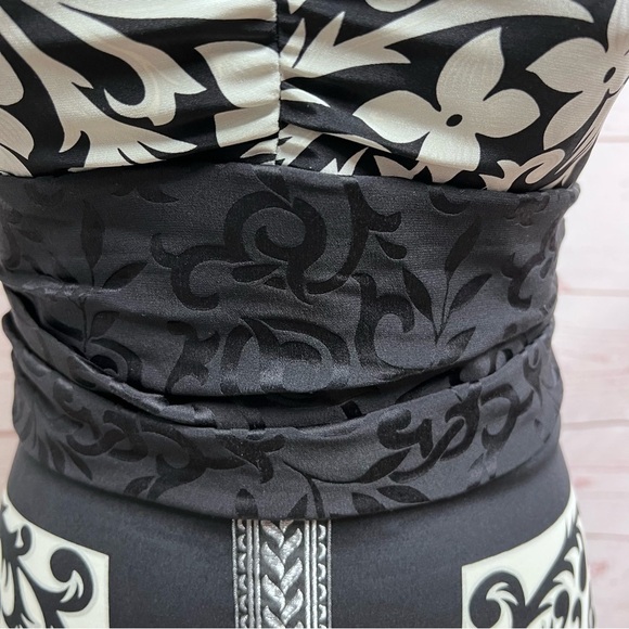 Nicole Miller Collection Elegant Silk Damask Floral Gown Maxi Dress - Picture 5 of 13